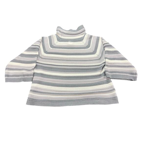 Ruby Rd. Petite Turtle neck Mid-Sleeve Sweater Women's Size PL Gray White Knit - Picture 1 of 10